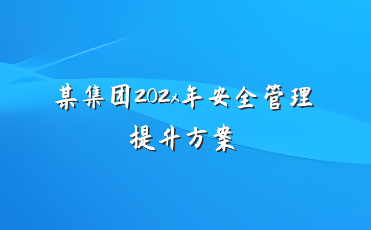 某集团202x年安全管理提升方案