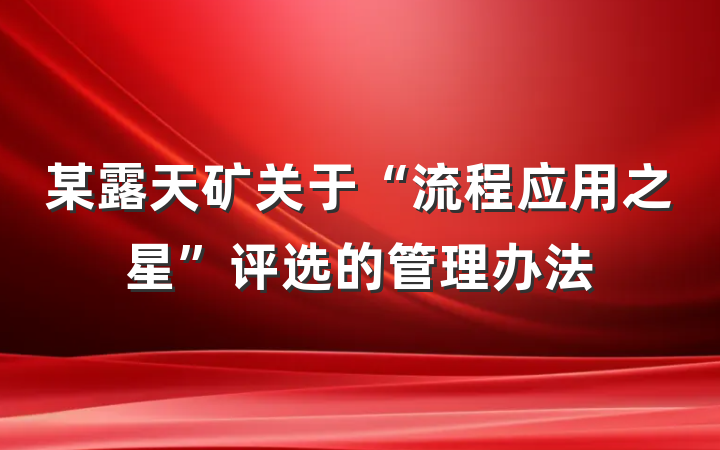 某露天矿关于“流程应用之星”评选的管理办法