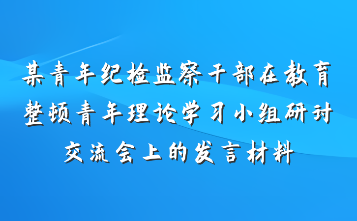 某青年纪检监察干部在教育整顿青年理论学习小组研讨交流会上的发言材料