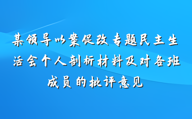 某领导以案促改专题民主生活会个人剖析材料及对各班成员的批评意见