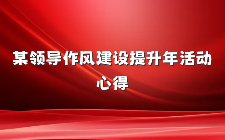 某领导作风建设提升年活动心得