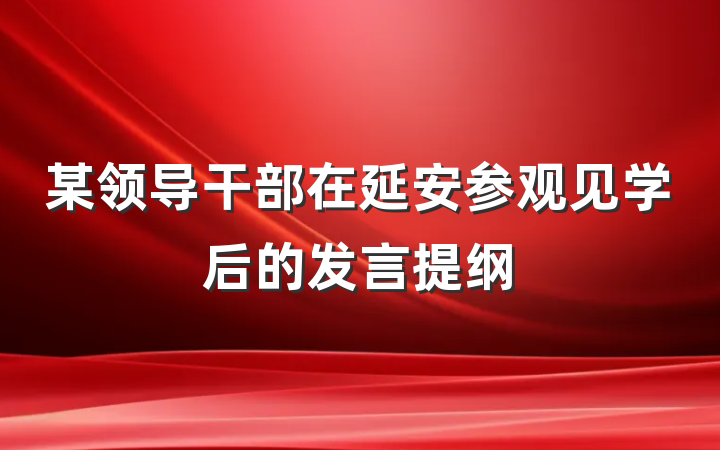 某领导干部在延安参观见学后的发言提纲