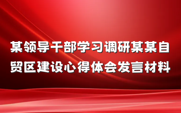 某领导干部学习调研某某自贸区建设心得体会发言材料