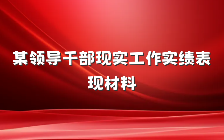 某领导干部现实工作实绩表现材料