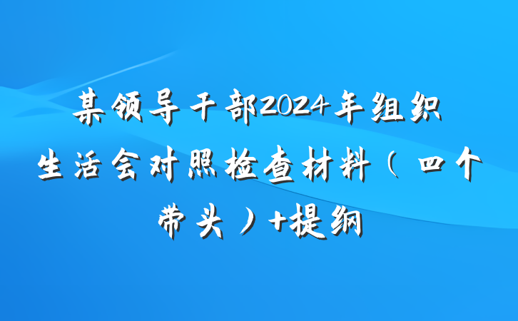 某领导干部2024年组织生活会对照检查材料（四个带头） 提纲