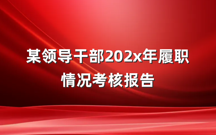 某领导干部202x年履职情况考核报告