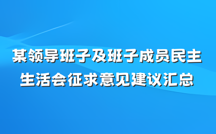 某领导班子及班子成员民主生活会征求意见建议汇总