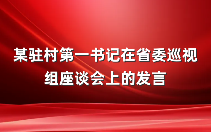 某驻村第一书记在省委巡视组座谈会上的发言