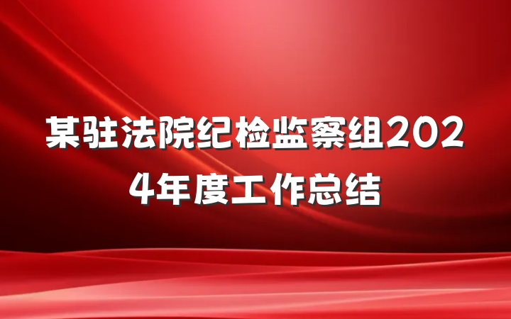 某驻法院纪检监察组2024年度工作总结