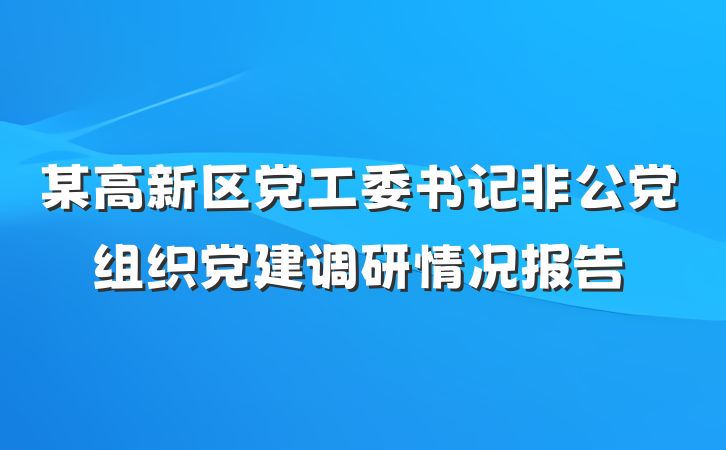 某高新区党工委书记非公党组织党建调研情况报告