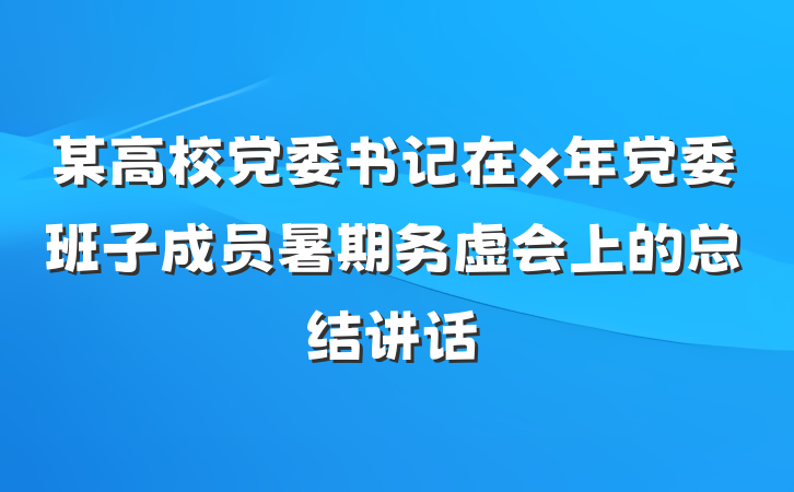 某高校党委书记在x年党委班子成员暑期务虚会上的总结讲话
