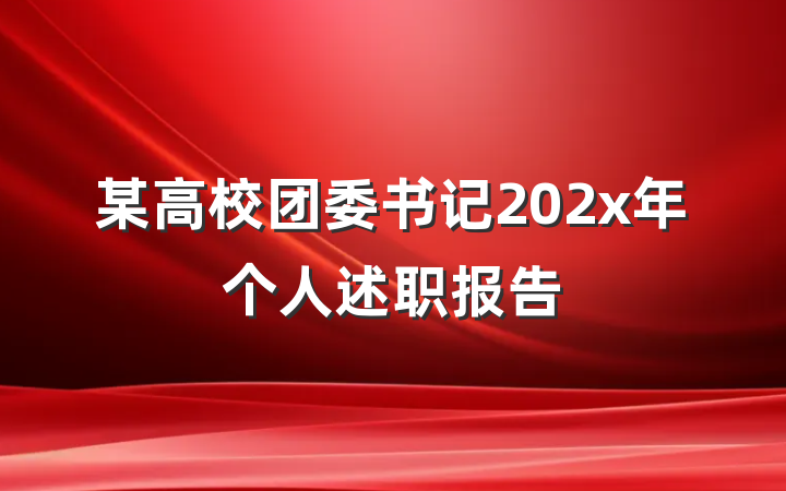 某高校团委书记202x年个人述职报告