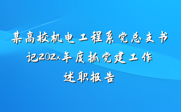 某高校机电工程系党总支书记202x年度抓党建工作述职报告