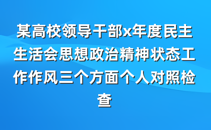 某高校领导干部x年度民主生活会思想政治精神状态工作作风三个方面个人对照检查