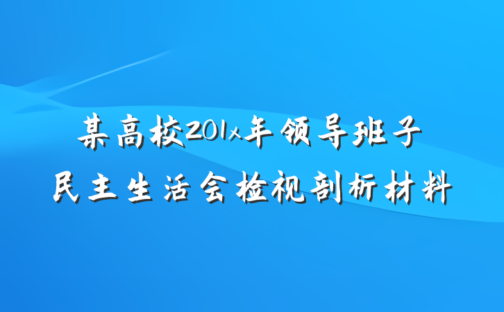某高校201x年领导班子民主生活会检视剖析材料