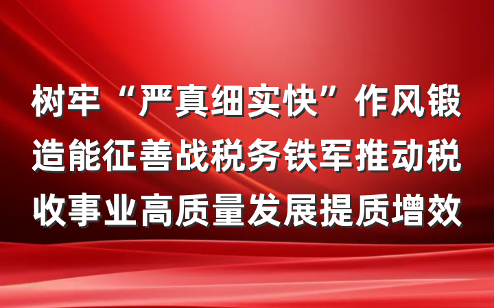 树牢“严真细实快”作风锻造能征善战税务铁军推动税收事业高质量发展提质增效