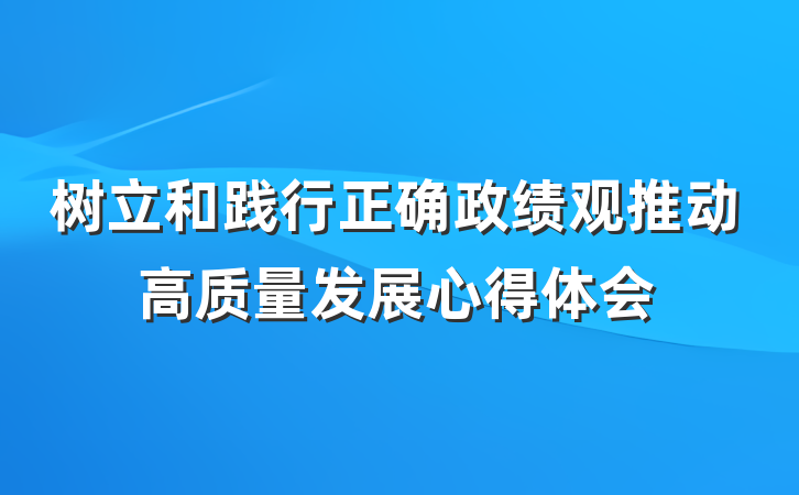 树立和践行正确政绩观推动高质量发展心得体会