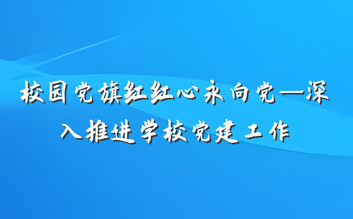 校园党旗红红心永向党—深入推进学校党建工作