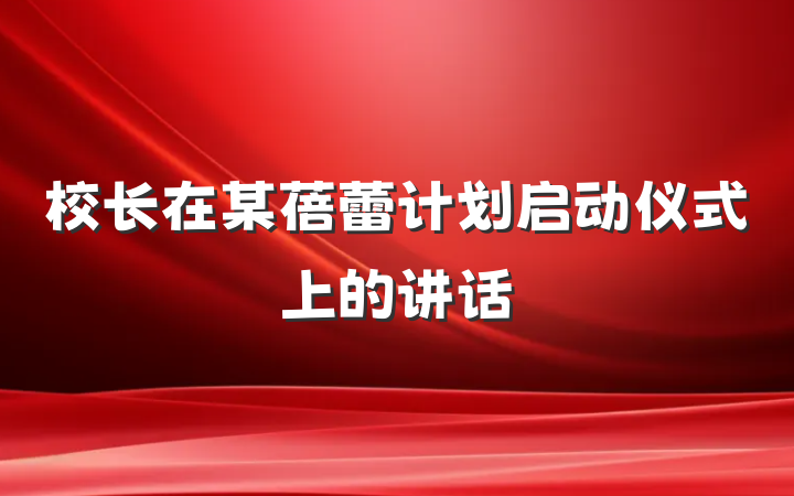 校长在某蓓蕾计划启动仪式上的讲话
