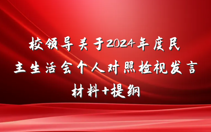 校领导关于2024年度民主生活会个人对照检视发言材料 提纲