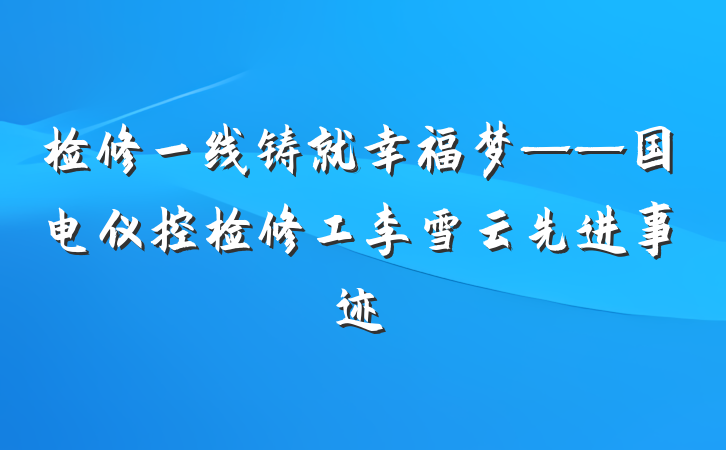 检修一线铸就幸福梦——国电仪控检修工李雪云先进事迹