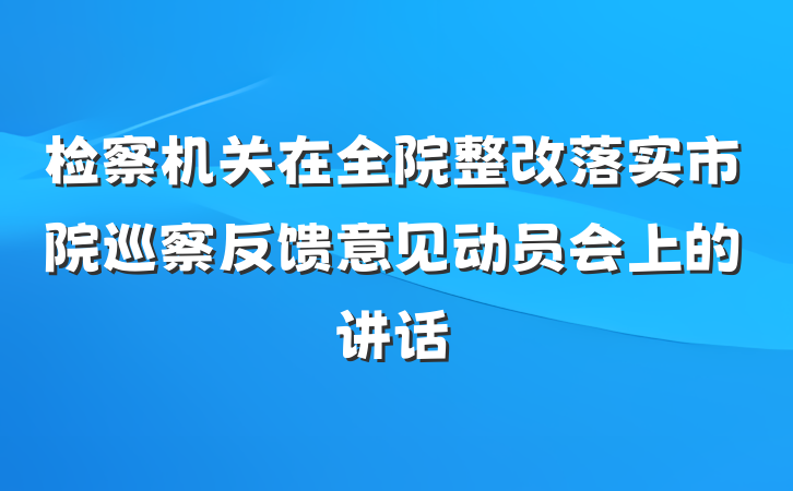 检察机关在全院整改落实市院巡察反馈意见动员会上的讲话