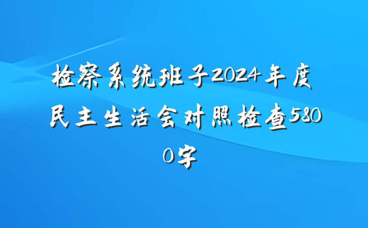 检察系统班子2024年度民主生活会对照检查5800字