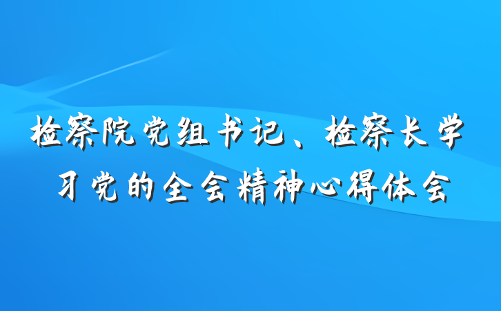 检察院党组书记、检察长学习党的全会精神心得体会