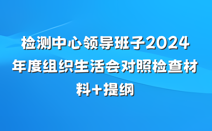 检测中心领导班子2024年度组织生活会对照检查材料 提纲
