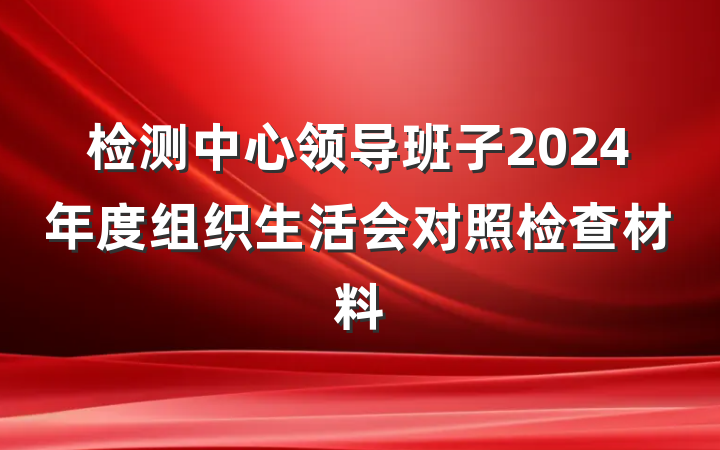 检测中心领导班子2024年度组织生活会对照检查材料