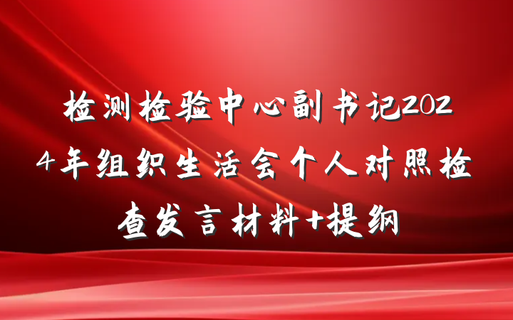 检测检验中心副书记2024年组织生活会个人对照检查发言材料 提纲