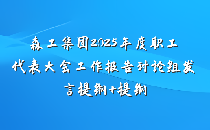 森工集团2025年度职工代表大会工作报告讨论组发言提纲 提纲