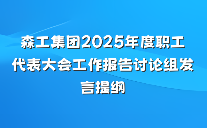 森工集团2025年度职工代表大会工作报告讨论组发言提纲