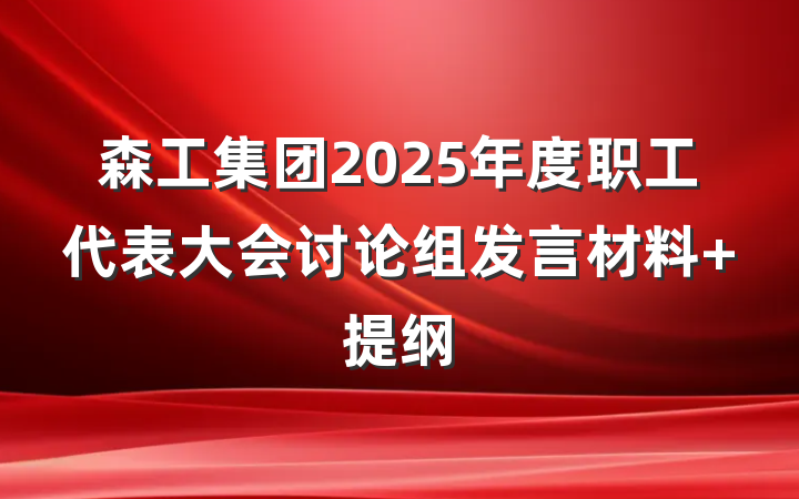 森工集团2025年度职工代表大会讨论组发言材料 提纲