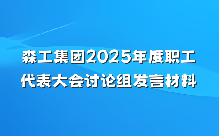 森工集团2025年度职工代表大会讨论组发言材料