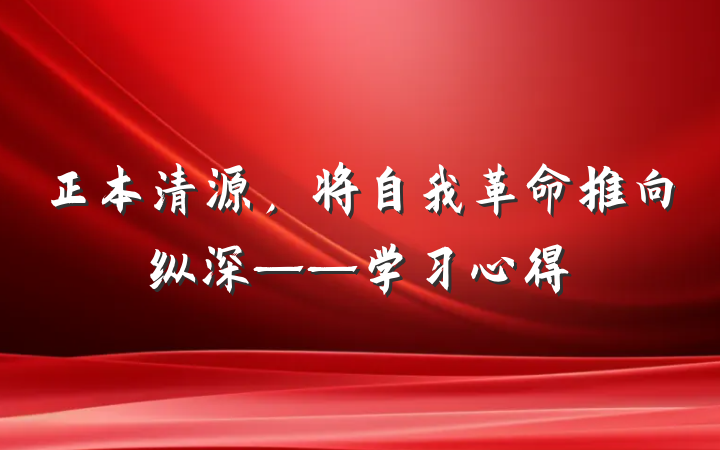 正本清源，将自我革命推向纵深——学习心得