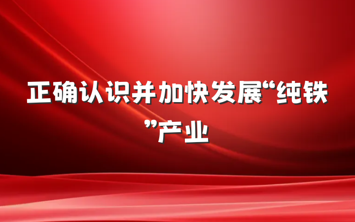 正确认识并加快发展“纯铁”产业