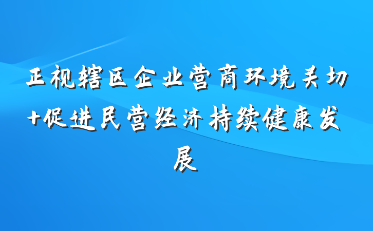 正视辖区企业营商环境关切 促进民营经济持续健康发展