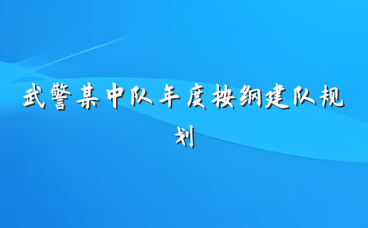 武警某中队年度按纲建队规划