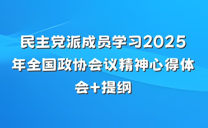 民主党派成员学习2025年全国政协会议精神心得体会 提纲