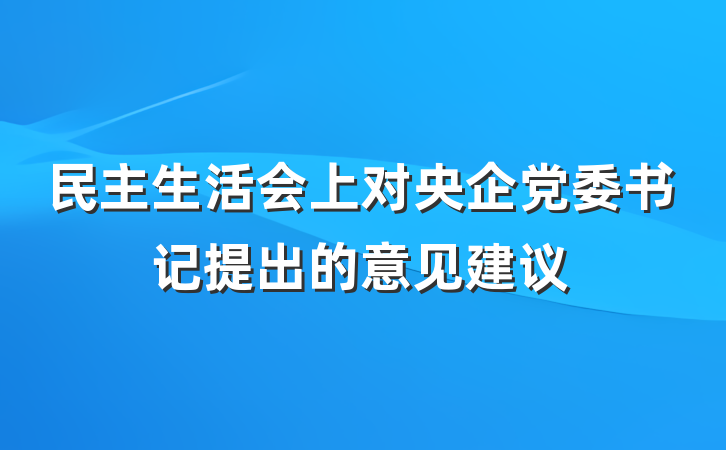 民主生活会上对央企党委书记提出的意见建议