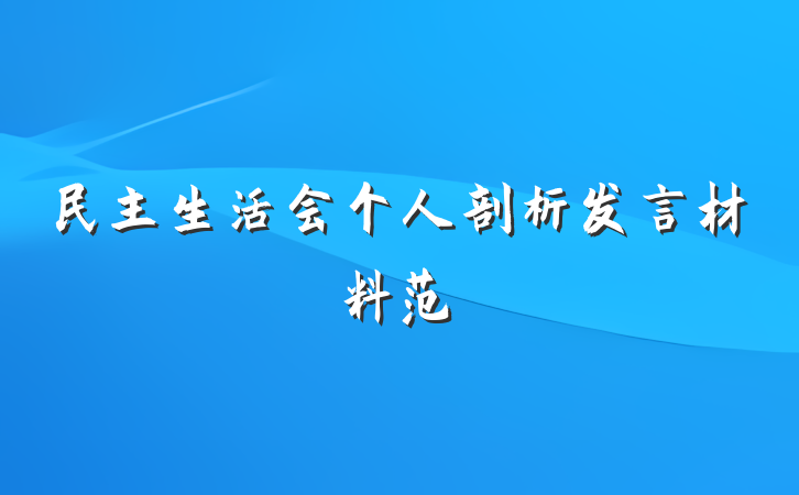 民主生活会个人剖析发言材料范