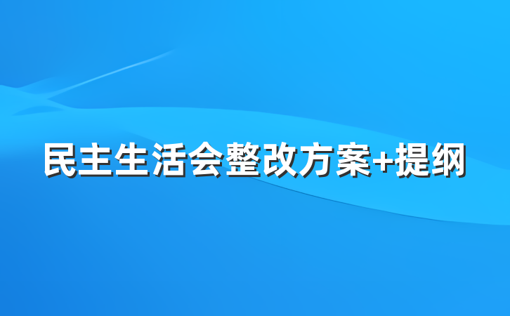 民主生活会整改方案 提纲