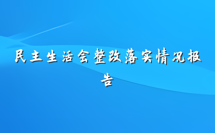 民主生活会整改落实情况报告