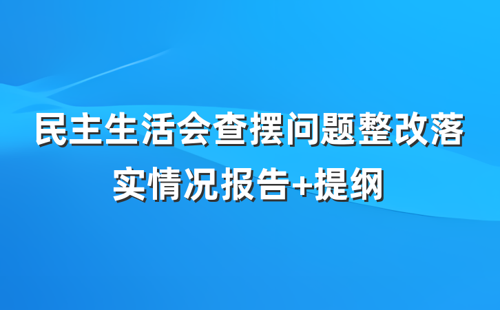 民主生活会查摆问题整改落实情况报告 提纲