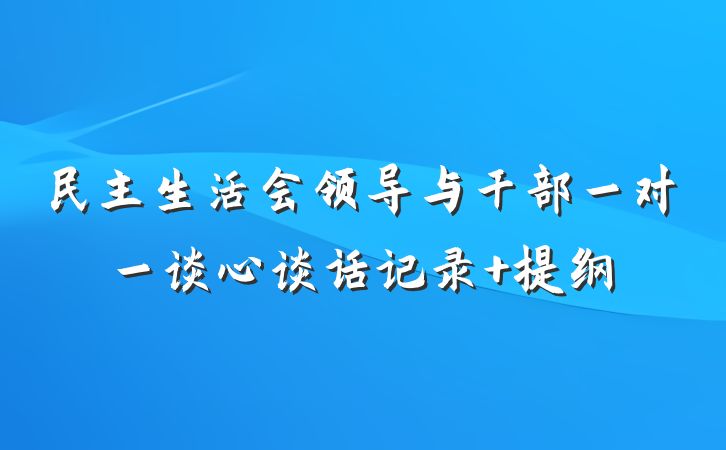 民主生活会领导与干部一对一谈心谈话记录 提纲