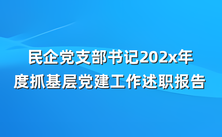 民企党支部书记202x年度抓基层党建工作述职报告