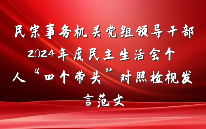 民宗事务机关党组领导干部2024年度民主生活会个人“四个带头”对照检视发言范文