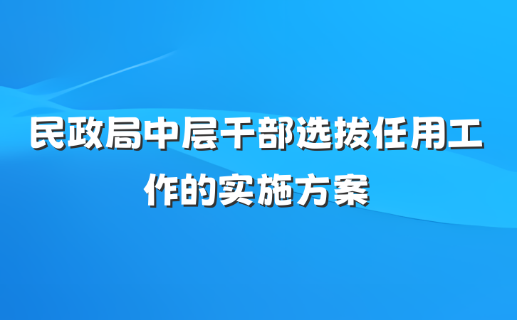 民政局中层干部选拔任用工作的实施方案