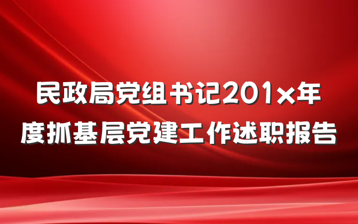 民政局党组书记201x年度抓基层党建工作述职报告
